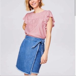 Loft Denim Tie-Waist Miniskirt